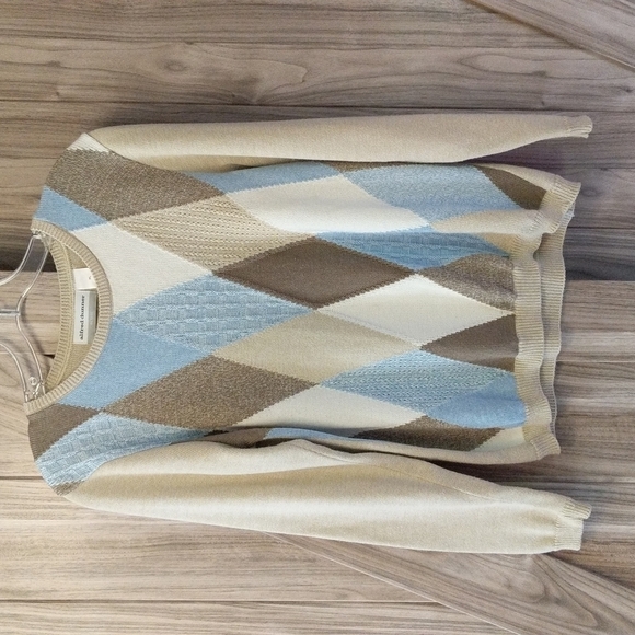 Alfred Dunner Women's Petite Large Argyle Crew Neck Sweater - Picture 1 of 6